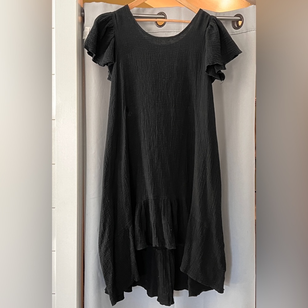 Elegant Black Ruffle Sleeve Dress